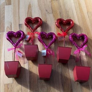 NWT Bundle of 5 - Heart-Shaped Sequin Party Decorations - Red and Pink